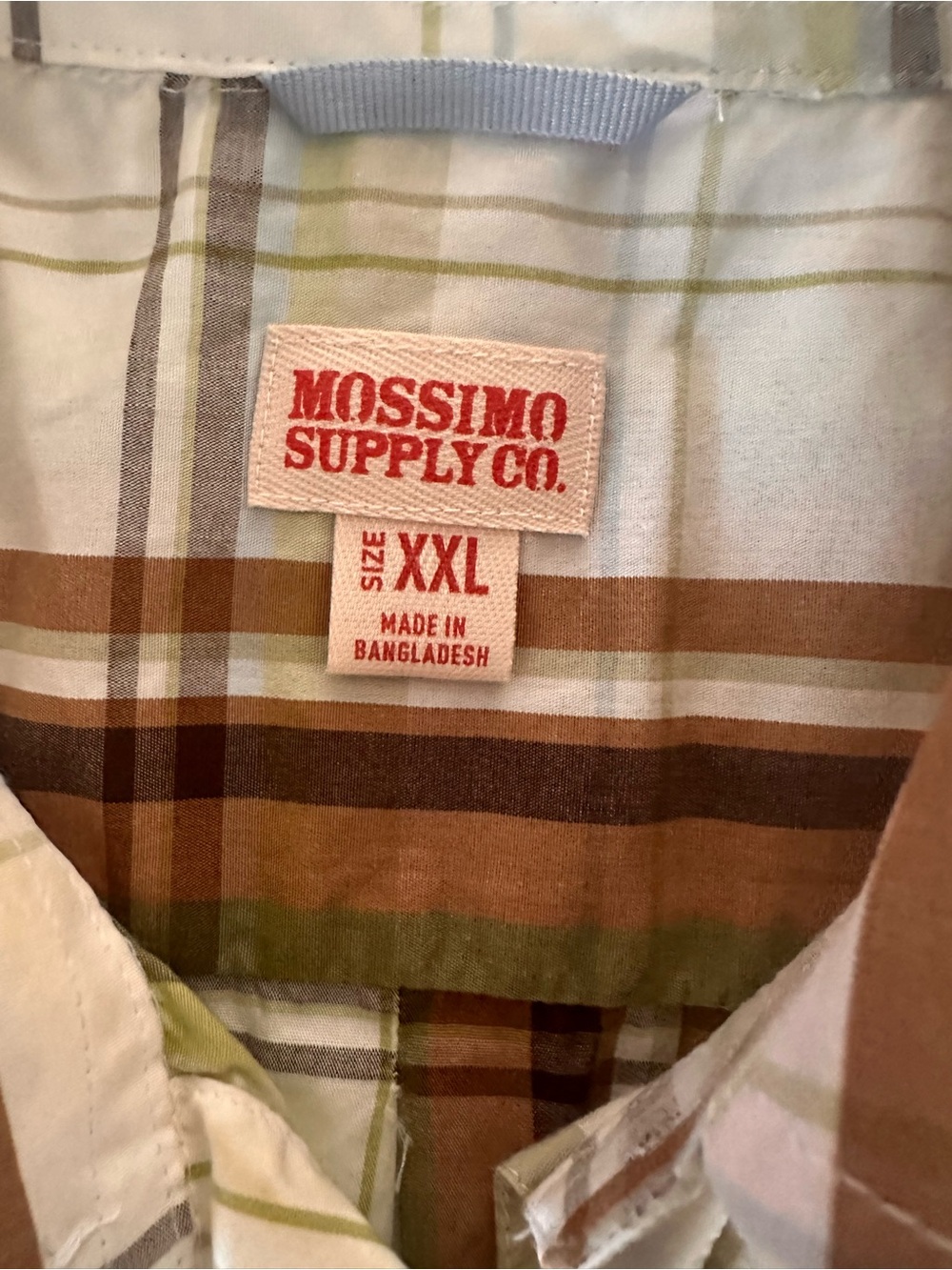 Mossimo‎ Supply Co. Brown Green White Plaid Button-Up Shirt